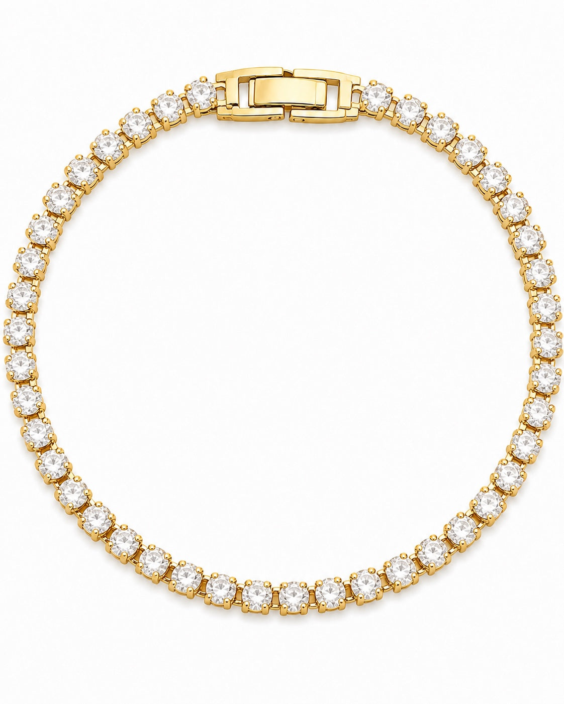 Gold-plated clear tennis bracelet, 6-inch size, catalog view