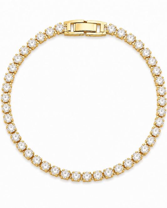 Gold-plated clear tennis bracelet, 6-inch size, catalog view