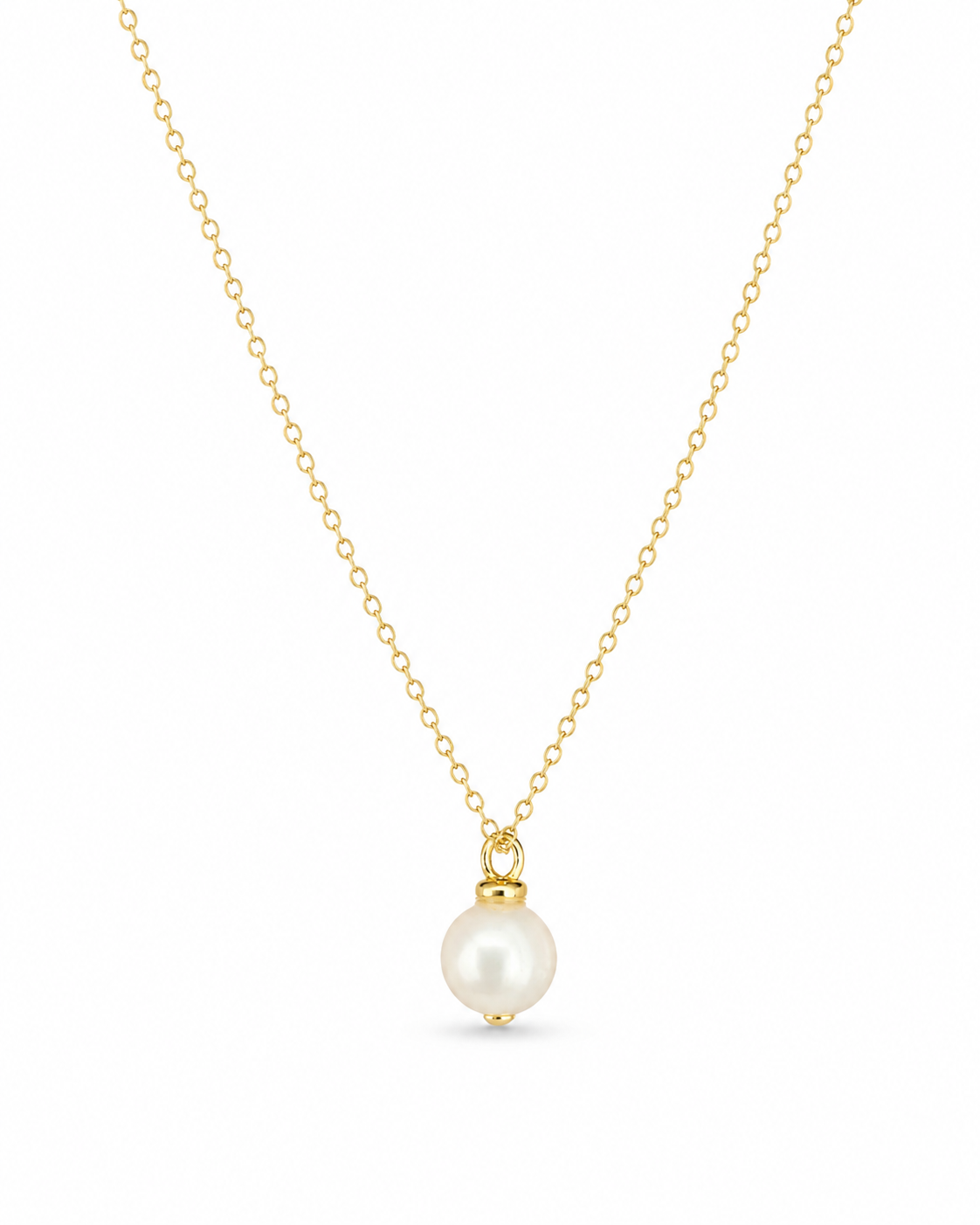 COMPLIMENTI gold-plated pearl pendant necklace, 16 inches, catalog image on white background
