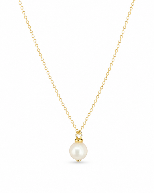 COMPLIMENTI gold-plated pearl pendant necklace, 16 inches, catalog image on white background