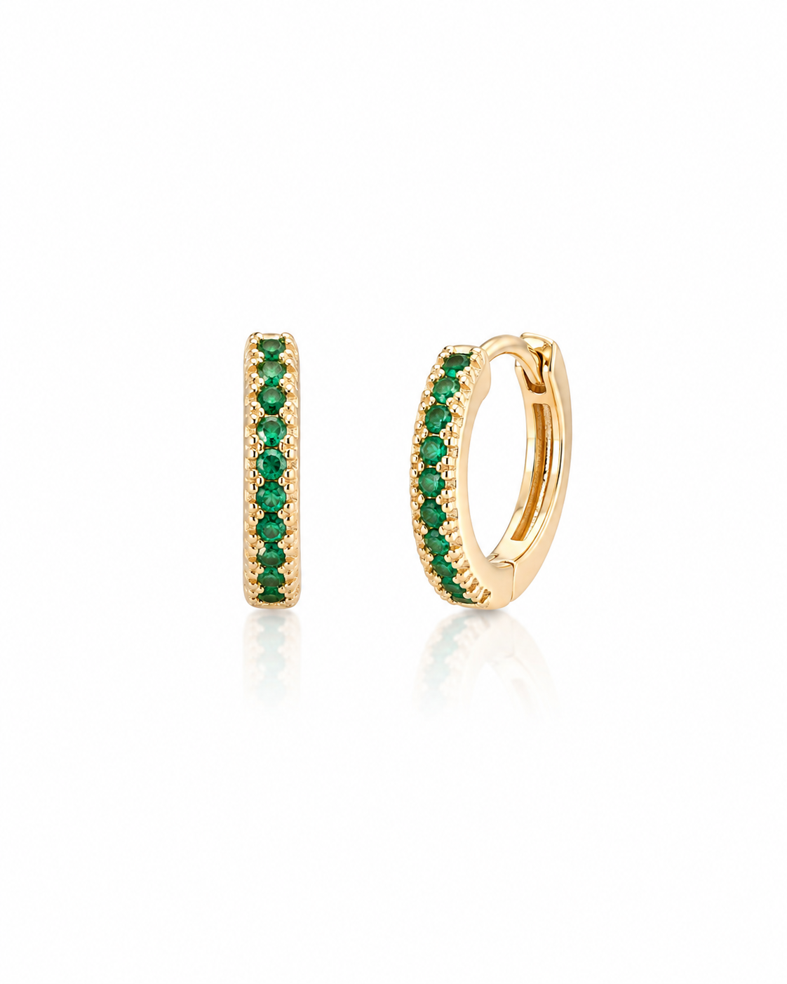 COMPLIMENTI gold-plated green huggie earrings, 1.5 cm, catalog view