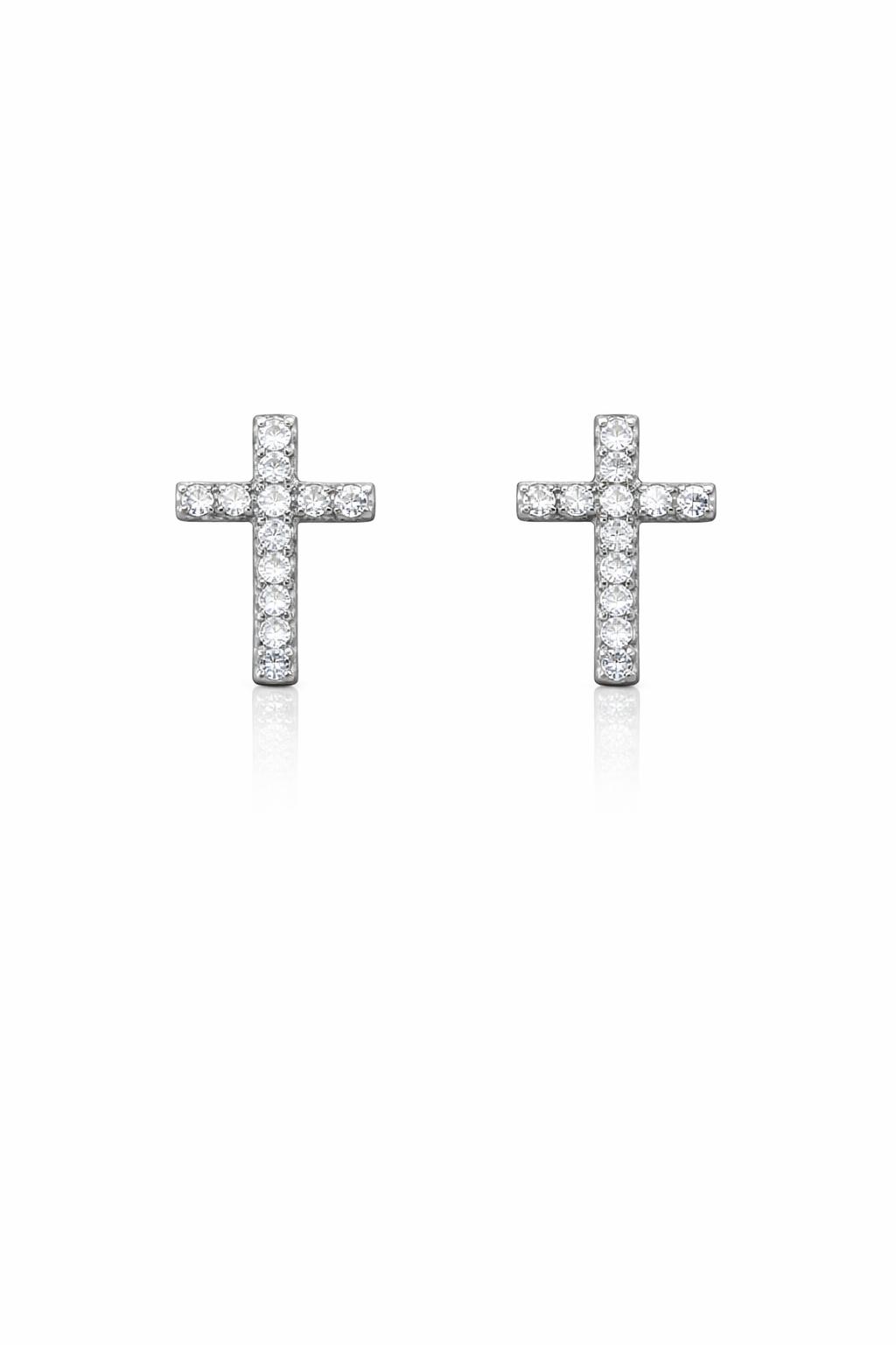 Cross CZ stud earrings in 925 sterling silver