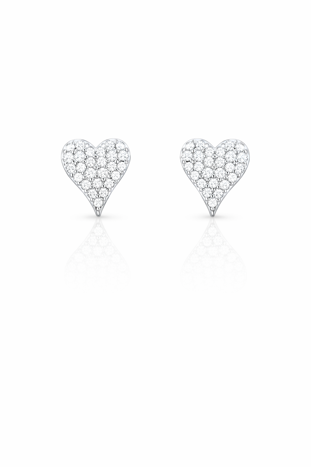 Heart CZ stud earrings in 925 sterling silver