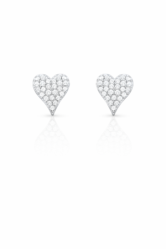 Heart CZ stud earrings in 925 sterling silver